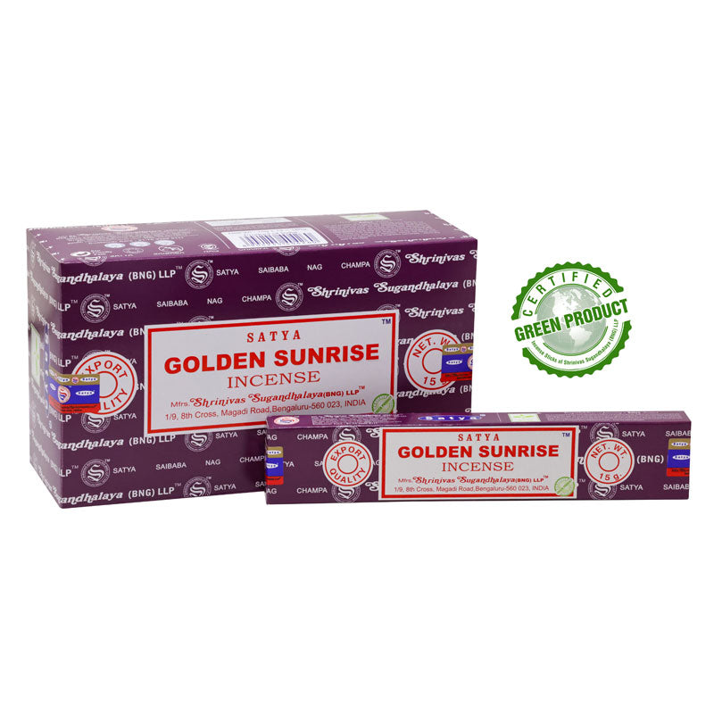 Satya Golden Sunrise Räucherstäbchen – 15g für einen belebenden Start in den Tag