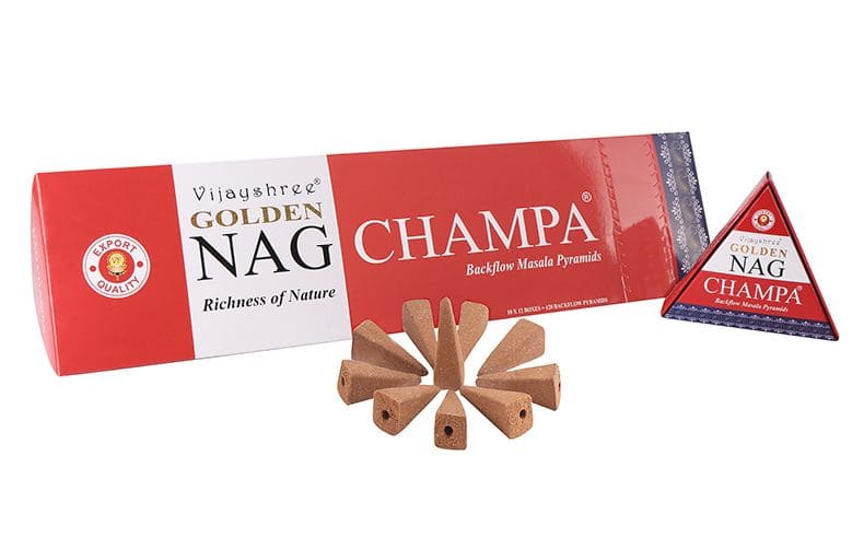 Vijayshree Golden Nag Champa Rückflusskegel (10 Stk.) – Exotischer Duft für eine harmonische Atmosphäre