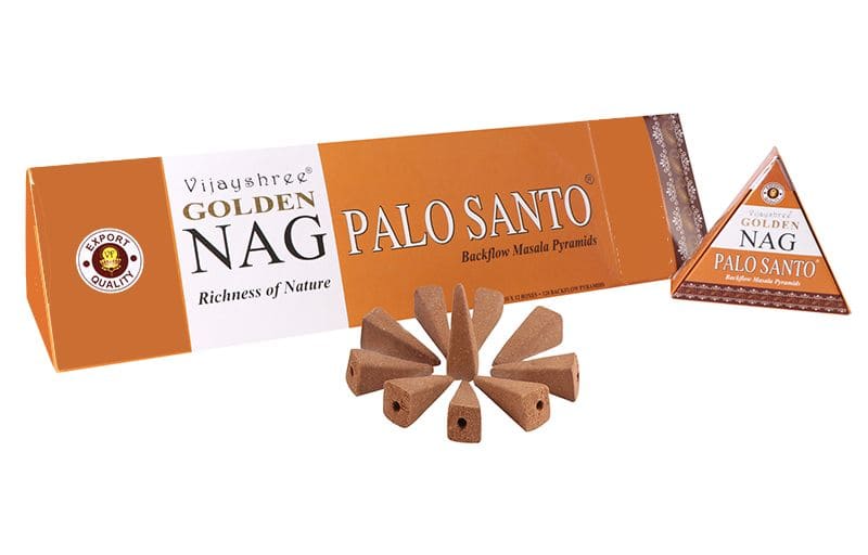 Vijayshree Golden Nag Palo Santo Rückflusskegel (10 Stk.) – Heilsamer Duft für Reinigung und Spiritualität