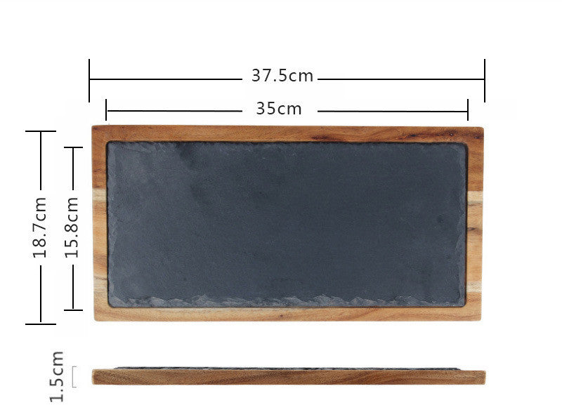 Walnut wood tray with slate top